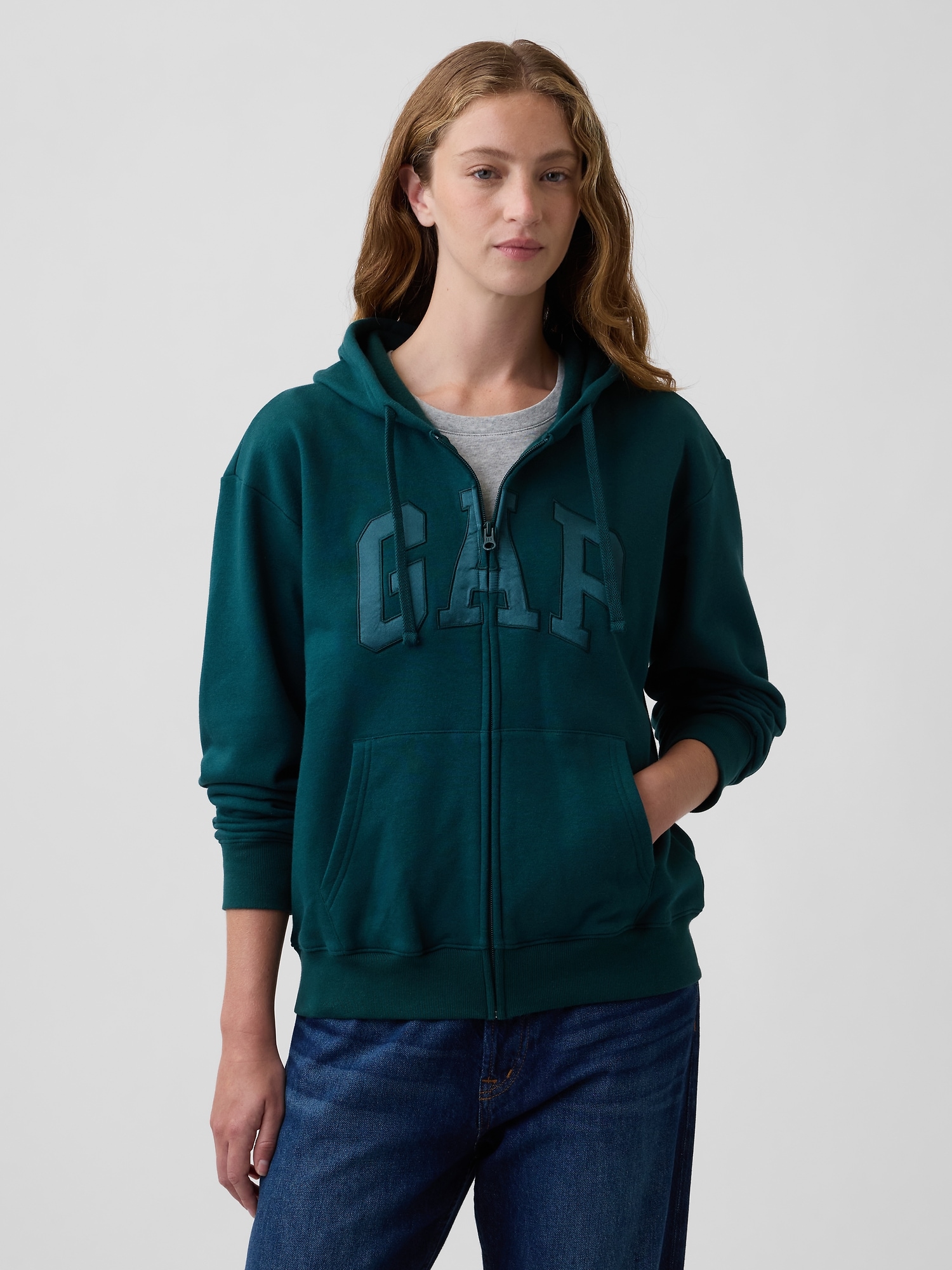 Relaxed Gap Logo Zip Hoodie