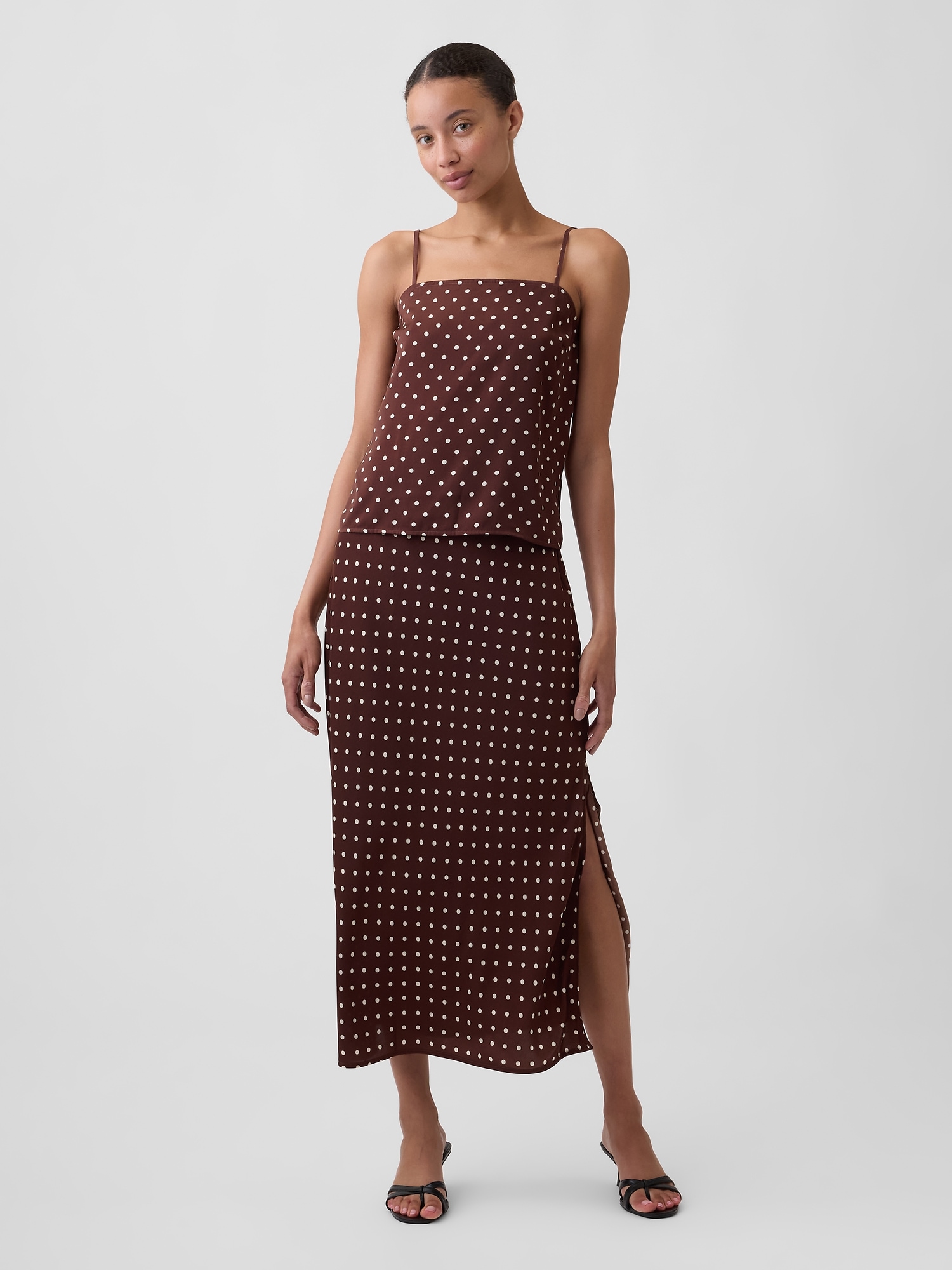 Satin Pull-On Maxi Skirt