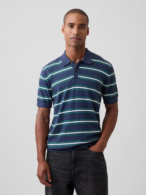 Stripe Sweater Polo Shirt