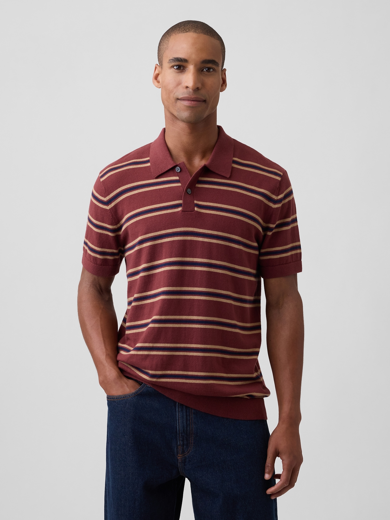 Stripe Sweater Polo Shirt