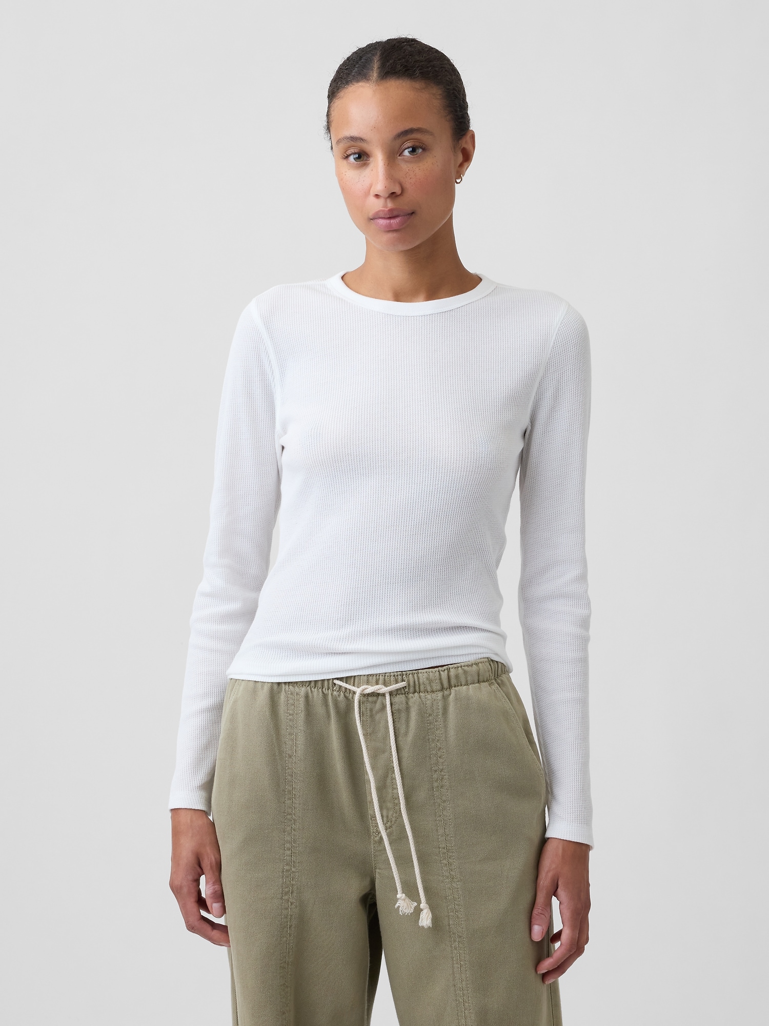Waffle-Knit Crewneck T-Shirt