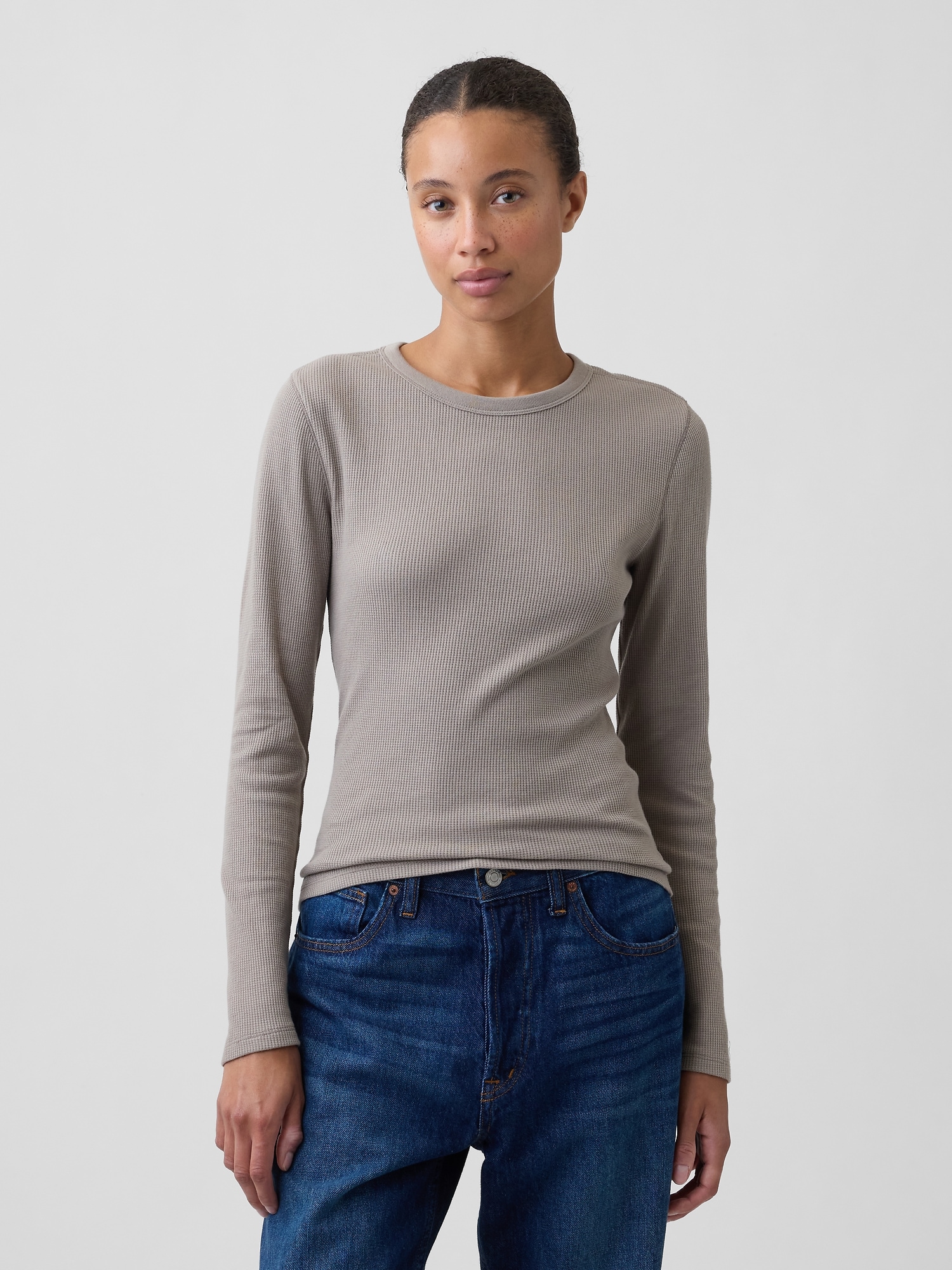 Waffle-Knit Crewneck T-Shirt
