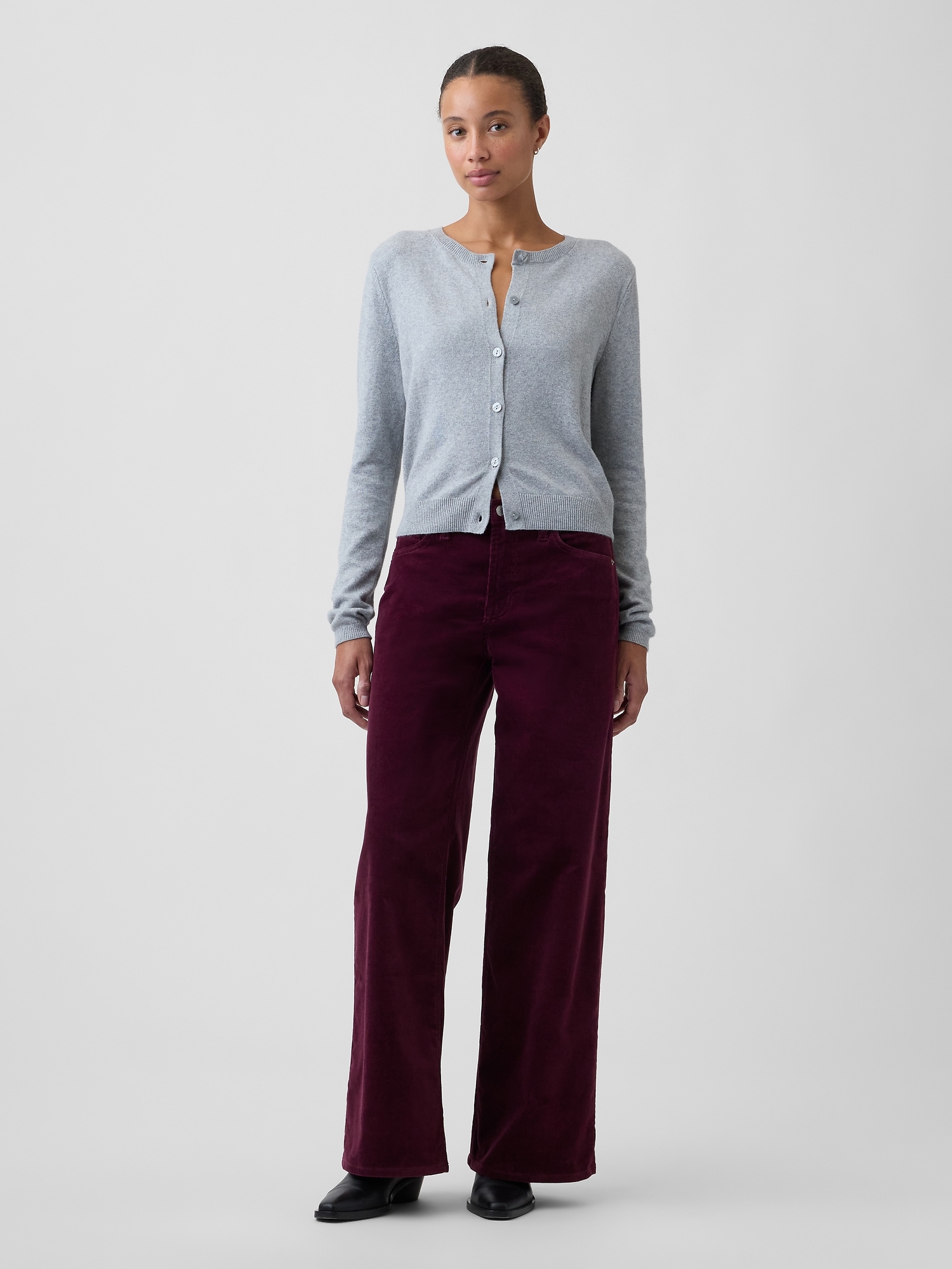 Mid Rise Wide-Leg Corduroy Pants