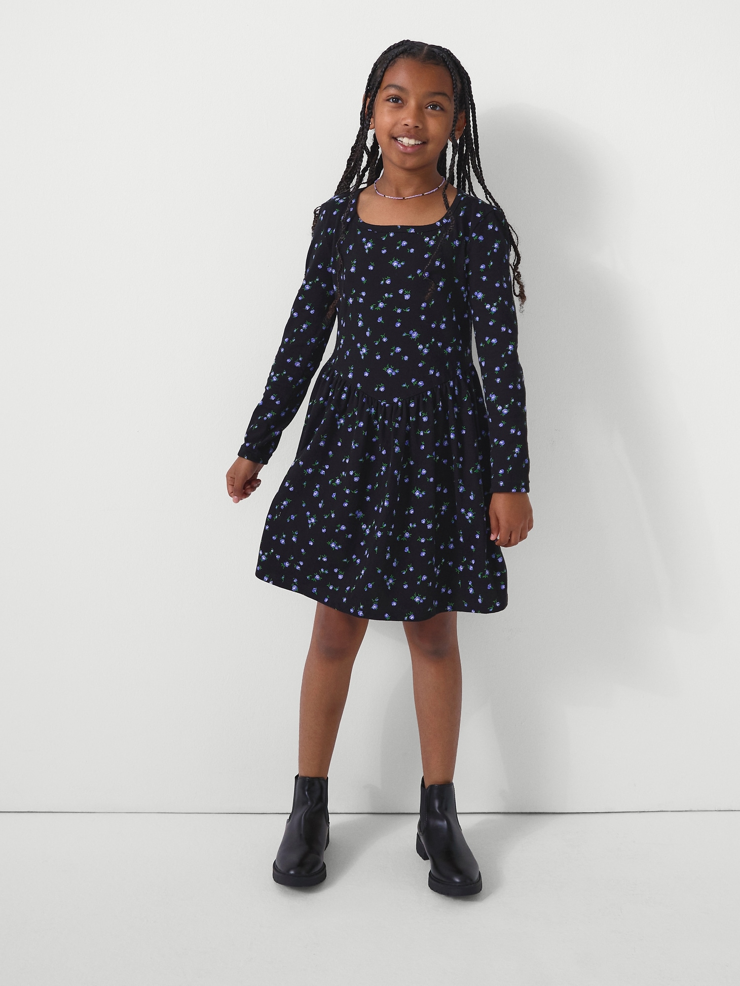 Kids Print Squareneck Dress