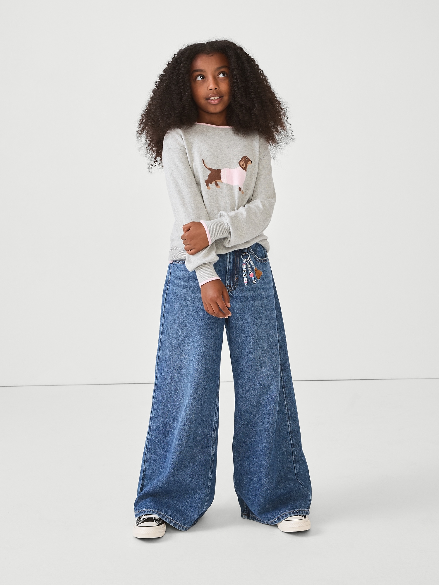 Kids Low Rise Embroidered Baggy Jeans