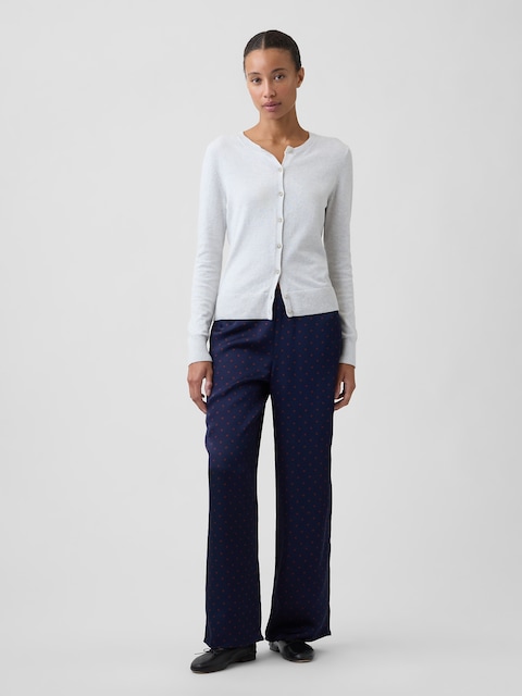 Satin Pull-On Wide-Leg Pants