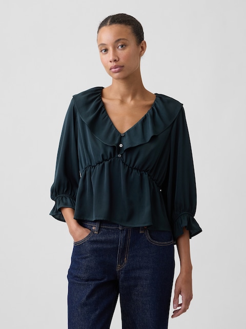 Satin Ruffle Top