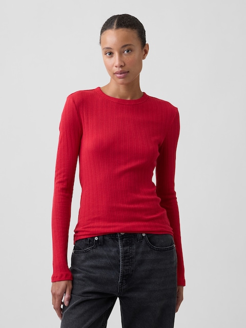 Essential Ribbed Pointelle T-Shirt