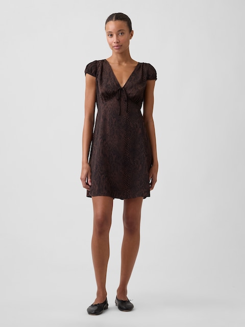 Cap Sleeve V-Neck Mini Dress