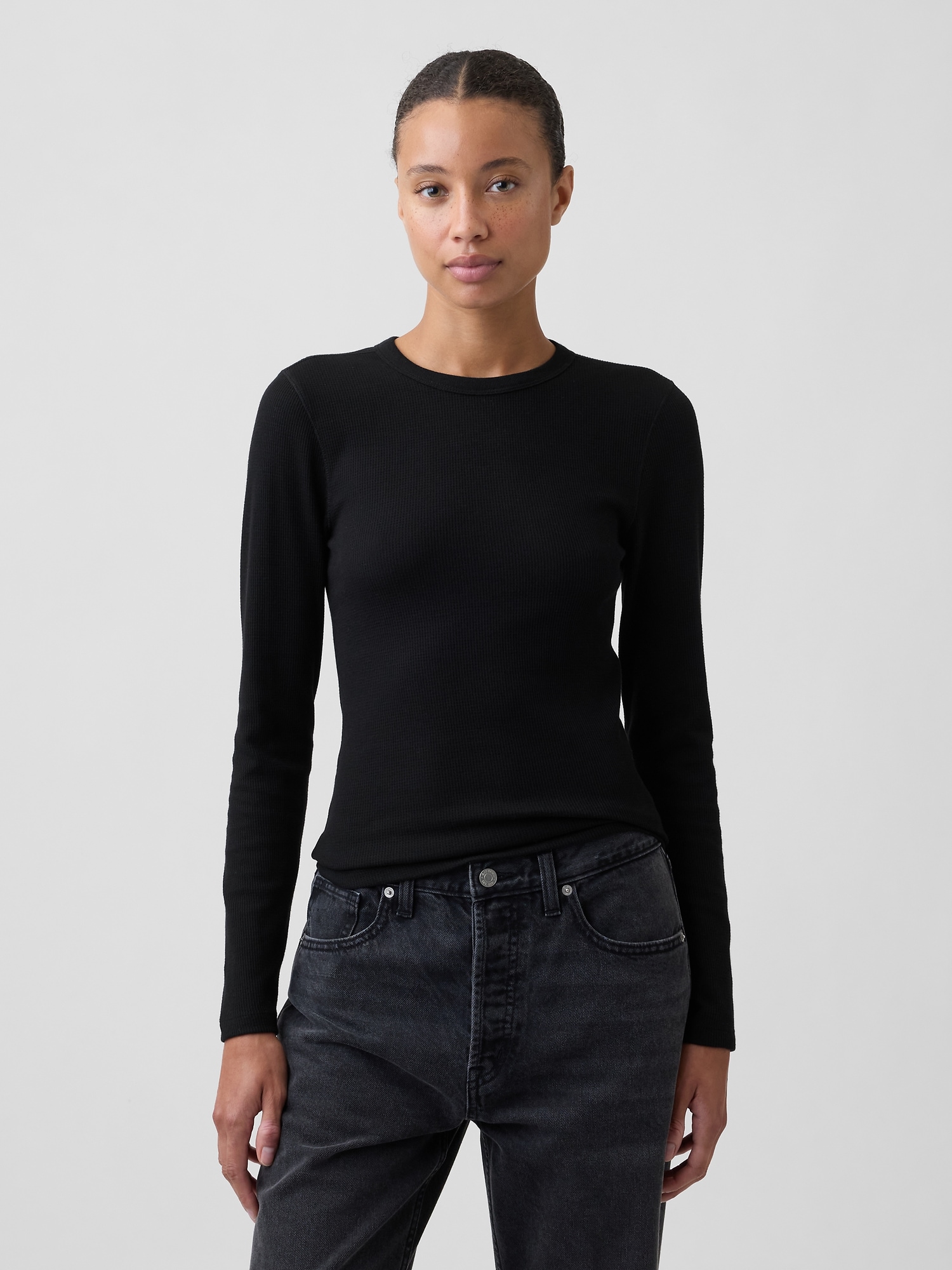 Waffle-Knit Crewneck T-Shirt