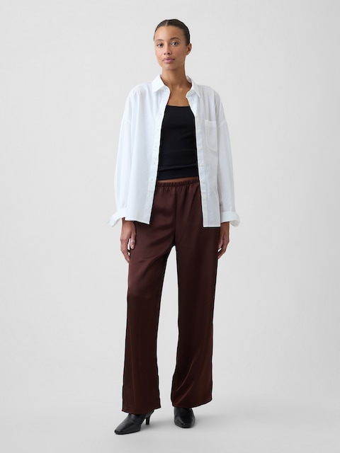 Easy Wide-Leg Satin Pants