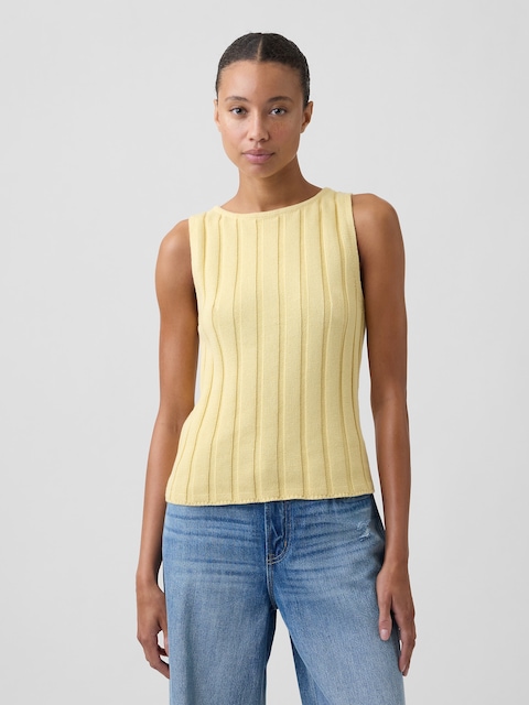 Ribbed Boatneck Sweater Top