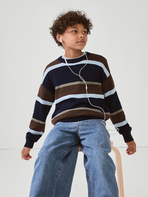 Kids Relaxed Textured Crewneck Sweater
