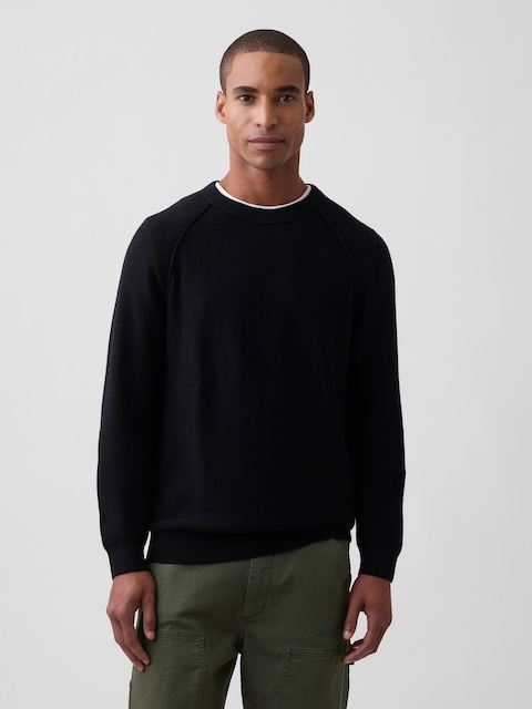 Garter-Stitch Crewneck Sweater