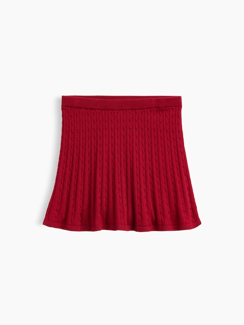 Kids Pull-On Cable-Knit Sweater Skirt