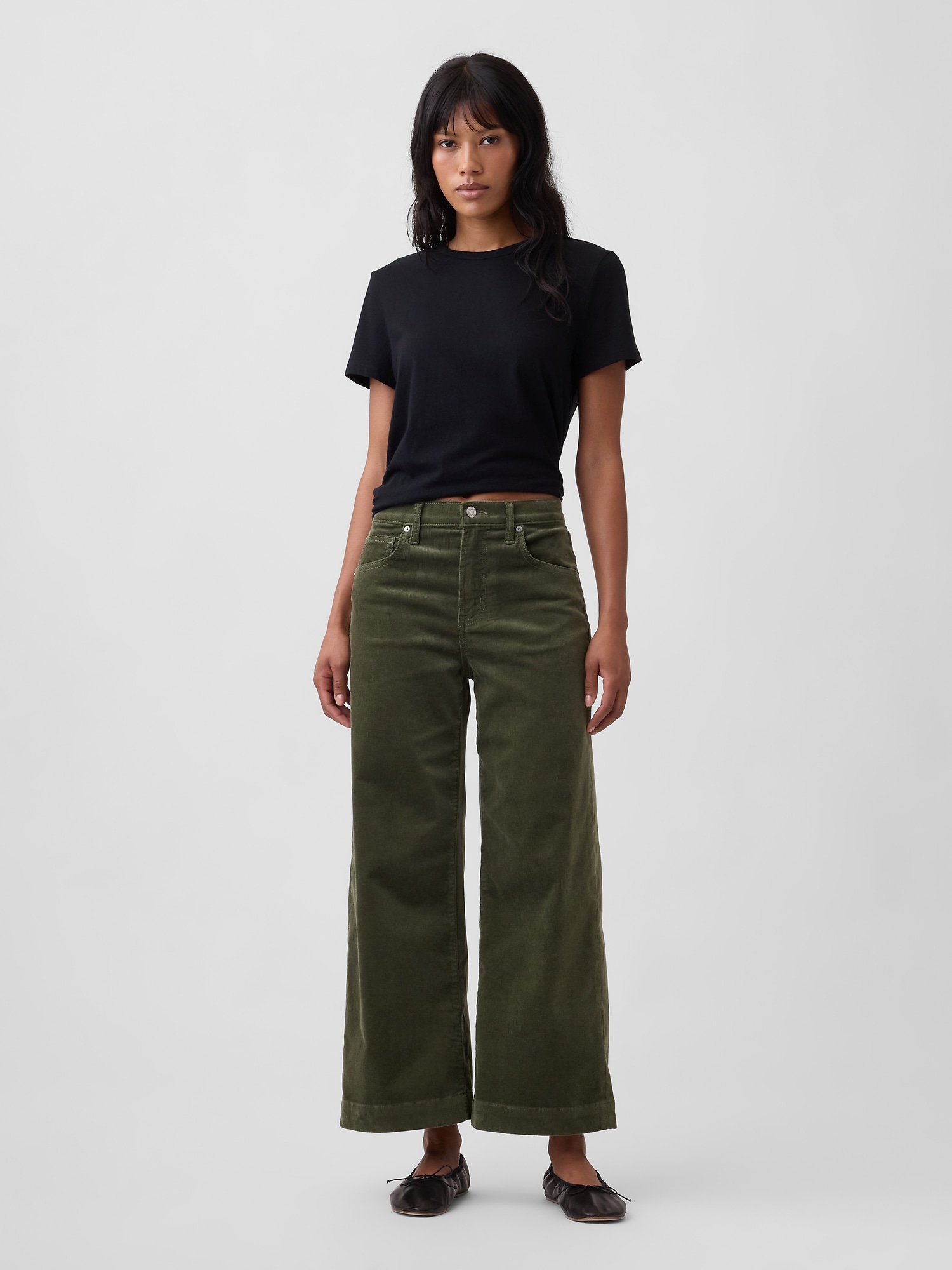 High Rise Wide-Leg Crop Corduroy Pants