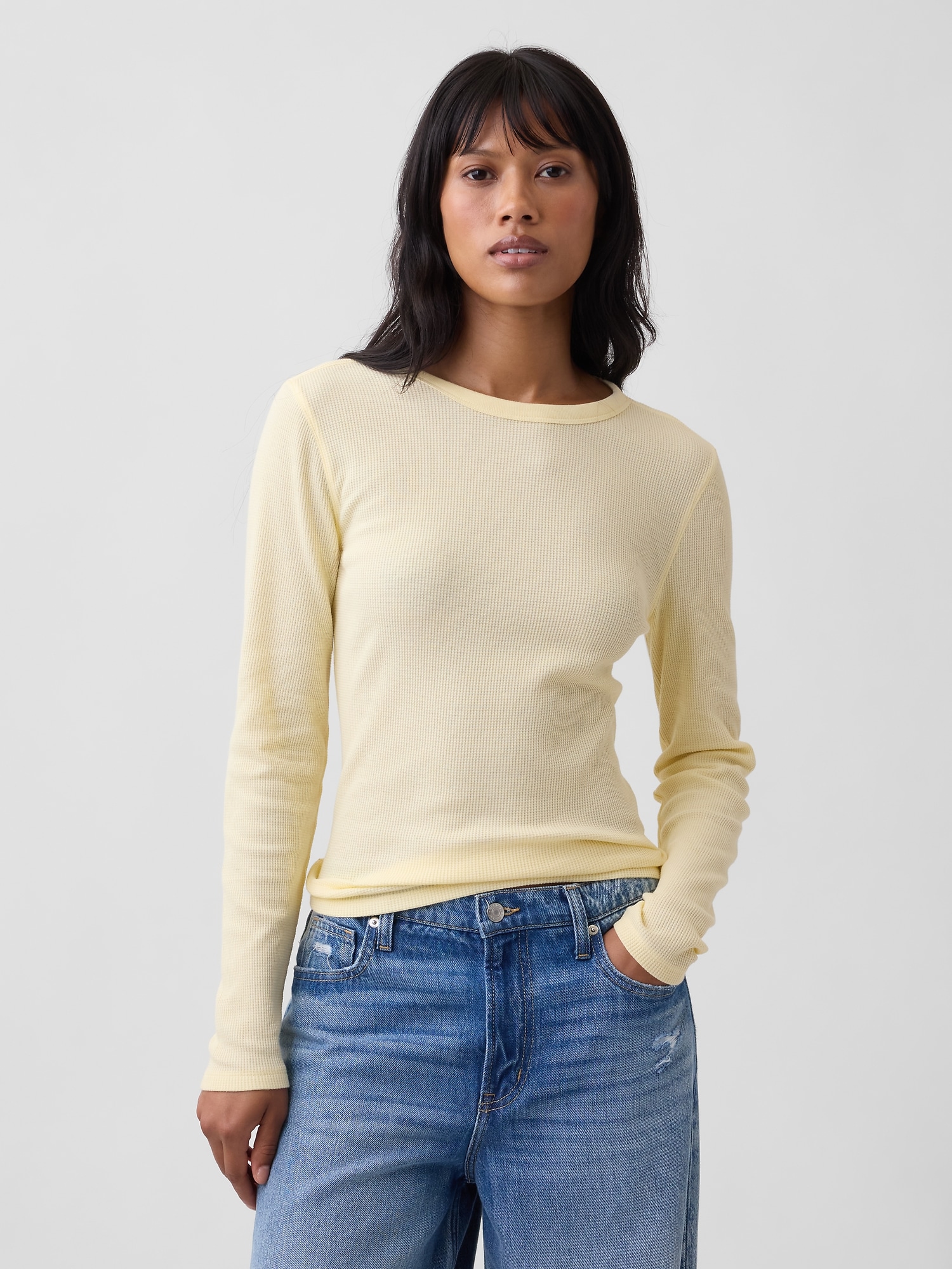 Waffle-Knit Crewneck T-Shirt