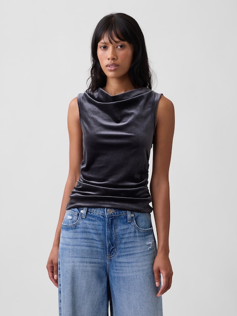 Sleeveless Cowl-Neck Top