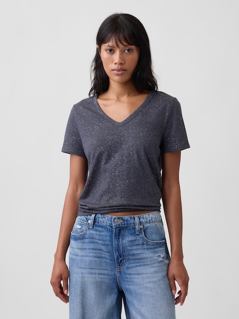 Favorite V-Neck Glitter T-Shirt