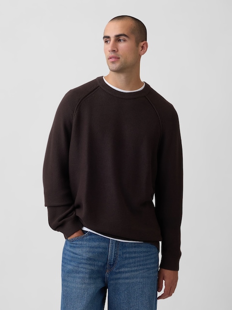 Garter-Stitch Crewneck Sweater