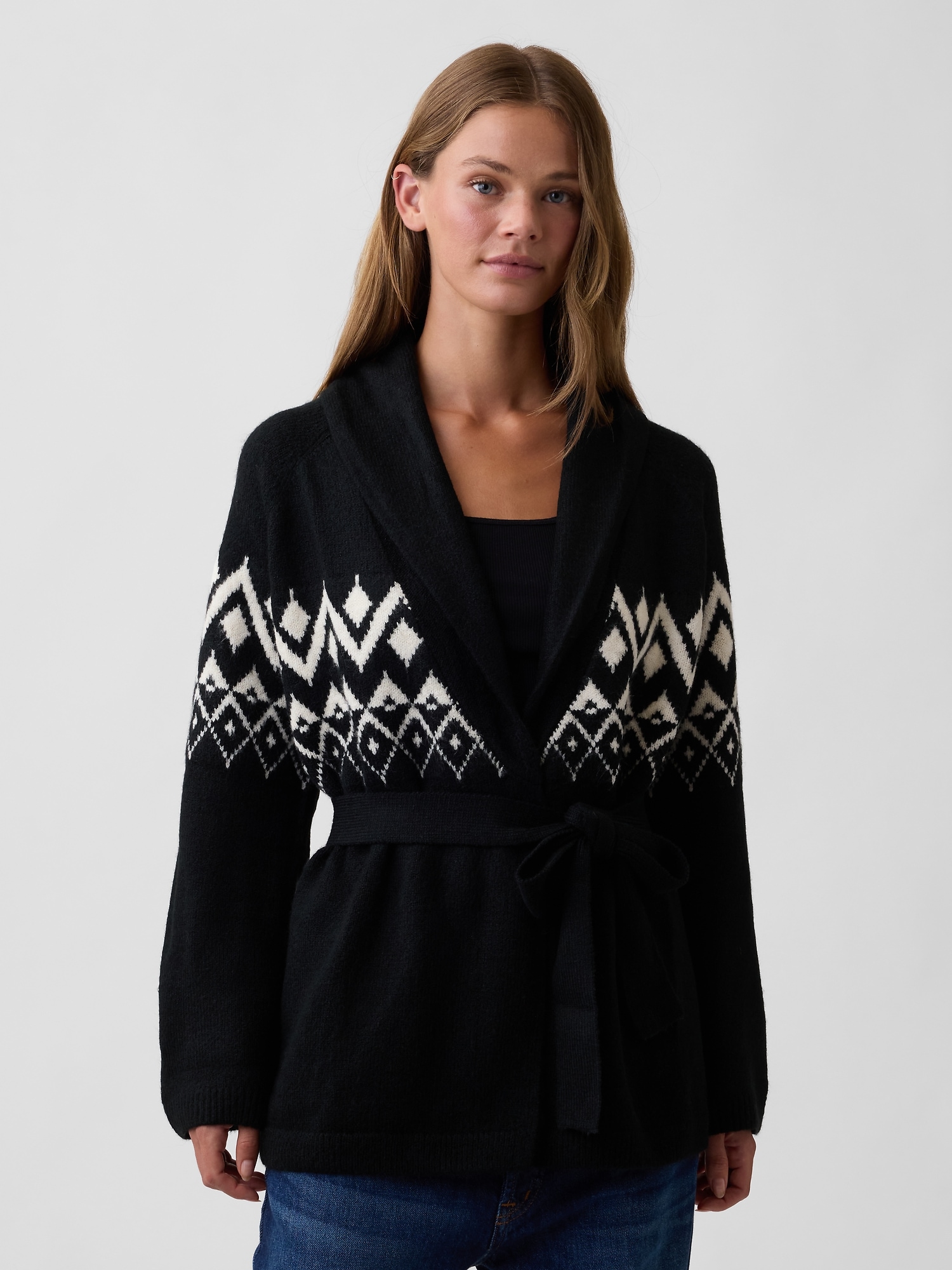 Relaxed Fair Isle Shawl Cardigan