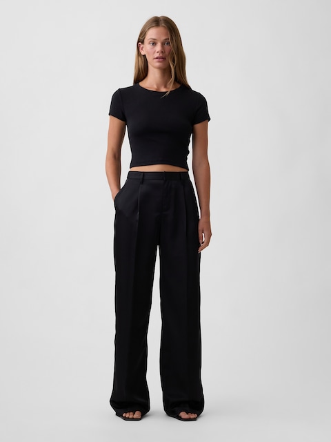 Wide-Leg Satin Trousers