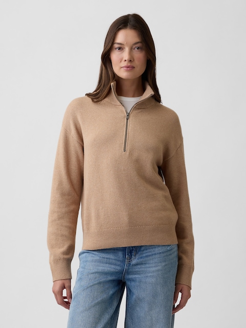 CashSoft Half-Zip Mockneck Sweater