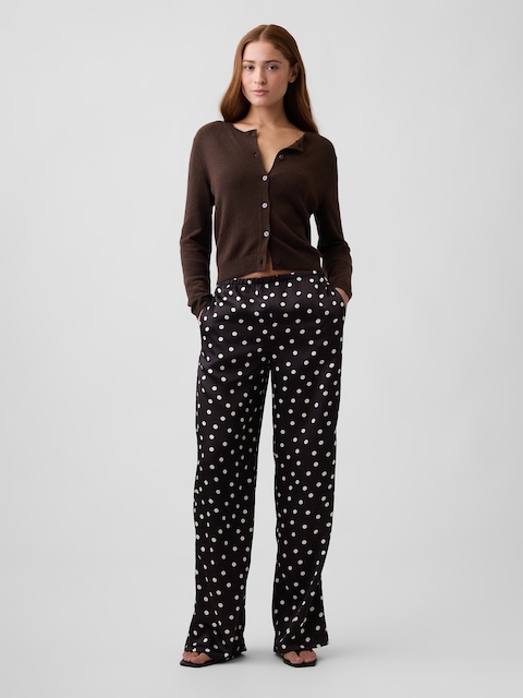 Easy Print Wide-Leg Satin Pants