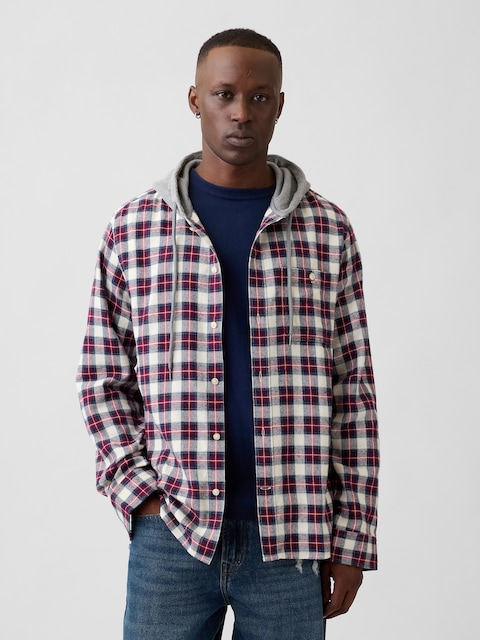 Hooded Flannel Shirt in Standard Fit