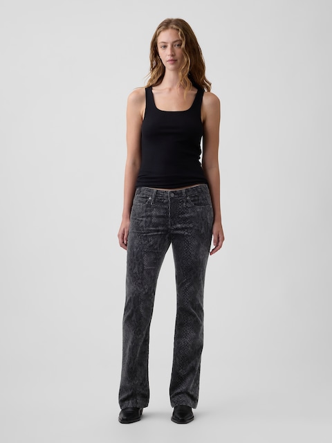 Low Rise Snake Print Long & Lean Corduroy Pants