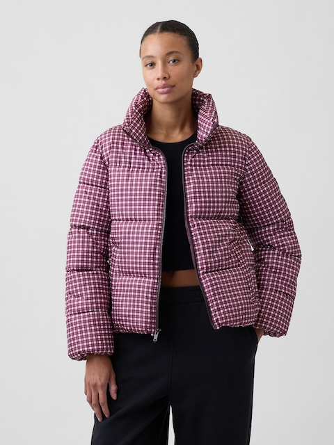 Relaxed Plaid Puffer Jacket