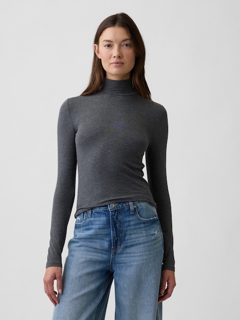 Stretch Jersey Mockneck T-Shirt