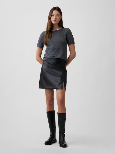 Vegan-Leather Mini Skirt
