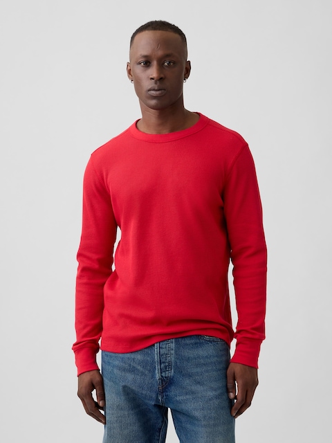 Waffle-Knit Crewneck T-Shirt