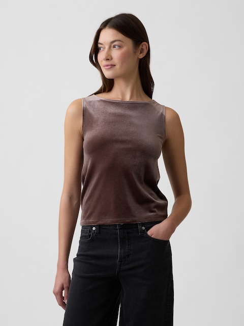 Sleeveless Velour Top
