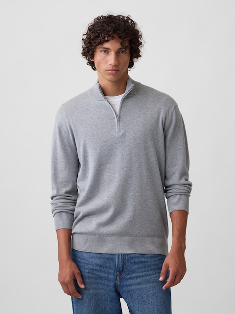 Relaxed Mockneck Quarter-Zip Sweater