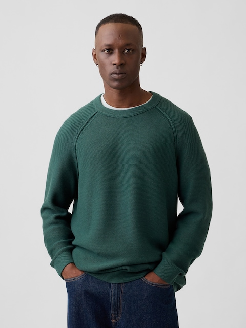 Garter-Stitch Crewneck Sweater