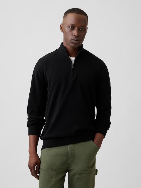 Relaxed Mockneck Quarter-Zip Sweater