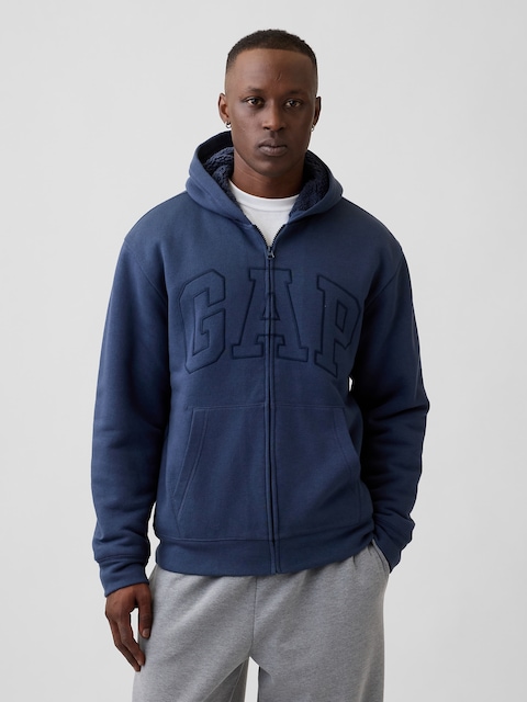 Relaxed Gap Logo Sherpa-Lined Zip Hoodie