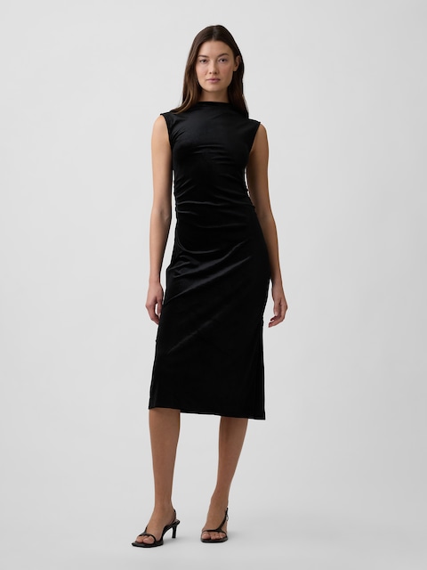 Recycled Velour Ruched Midi Dress