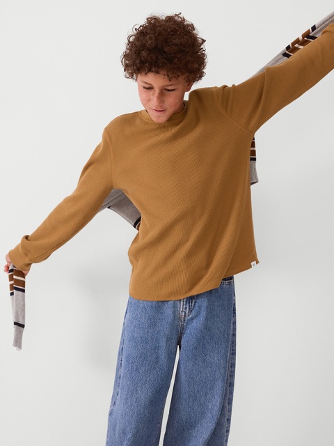 Kids Waffle-Knit Crewneck T-Shirt