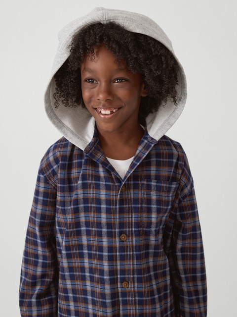 Kids Hooded Flannel Shirt