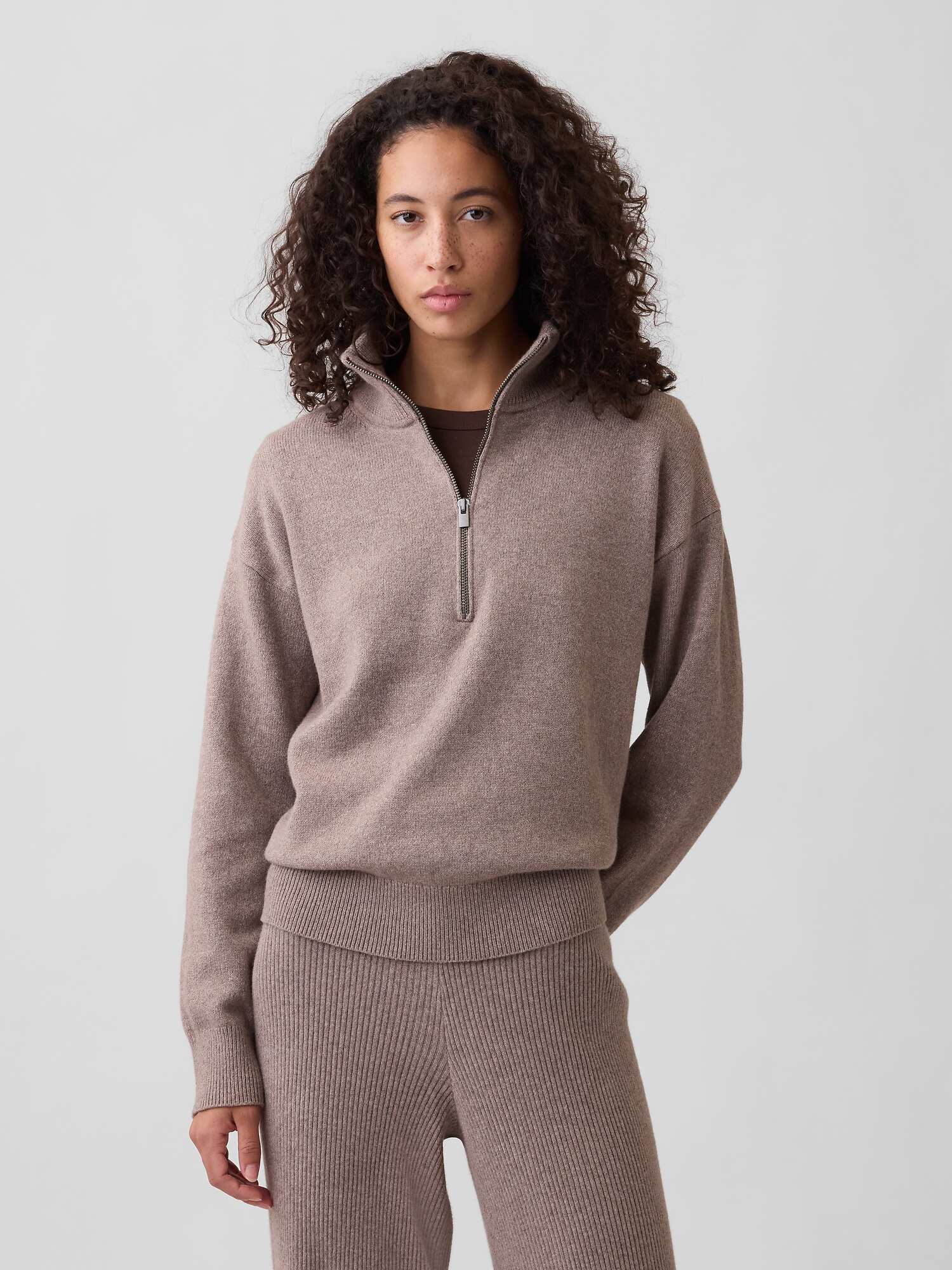 CashSoft Half-Zip Mockneck Sweater