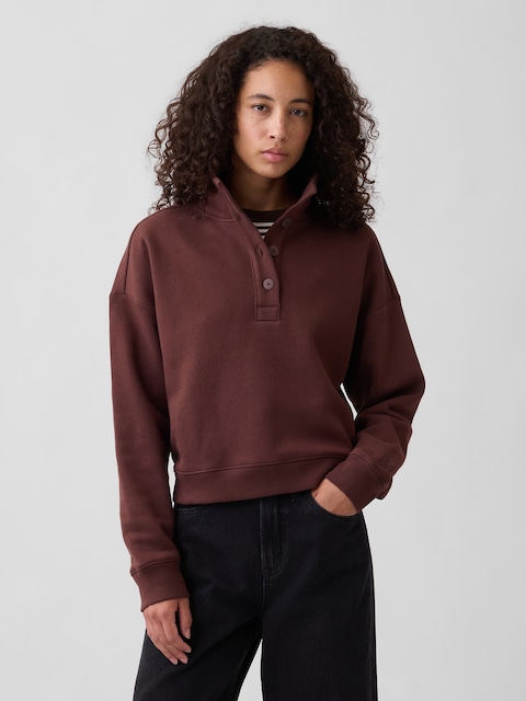 Relaxed Henley Sweatshirt