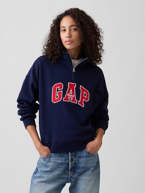 Relaxed Gap Logo Half-Zip Mockneck Sweatshirt