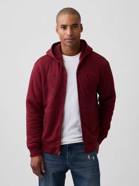 Relaxed Gap Logo Sherpa-Lined Zip Hoodie