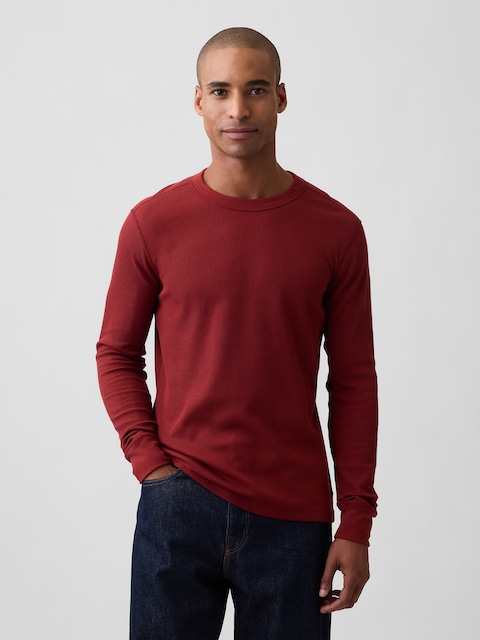 Waffle-Knit Crewneck T-Shirt