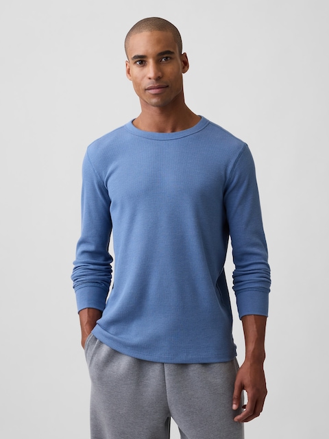 Waffle-Knit Crewneck T-Shirt