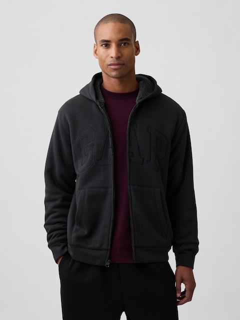 Relaxed Gap Logo Sherpa-Lined Zip Hoodie