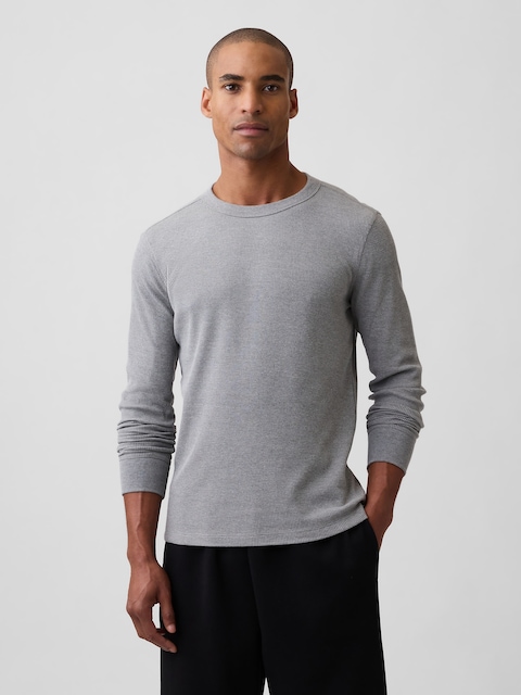Waffle-Knit Crewneck T-Shirt